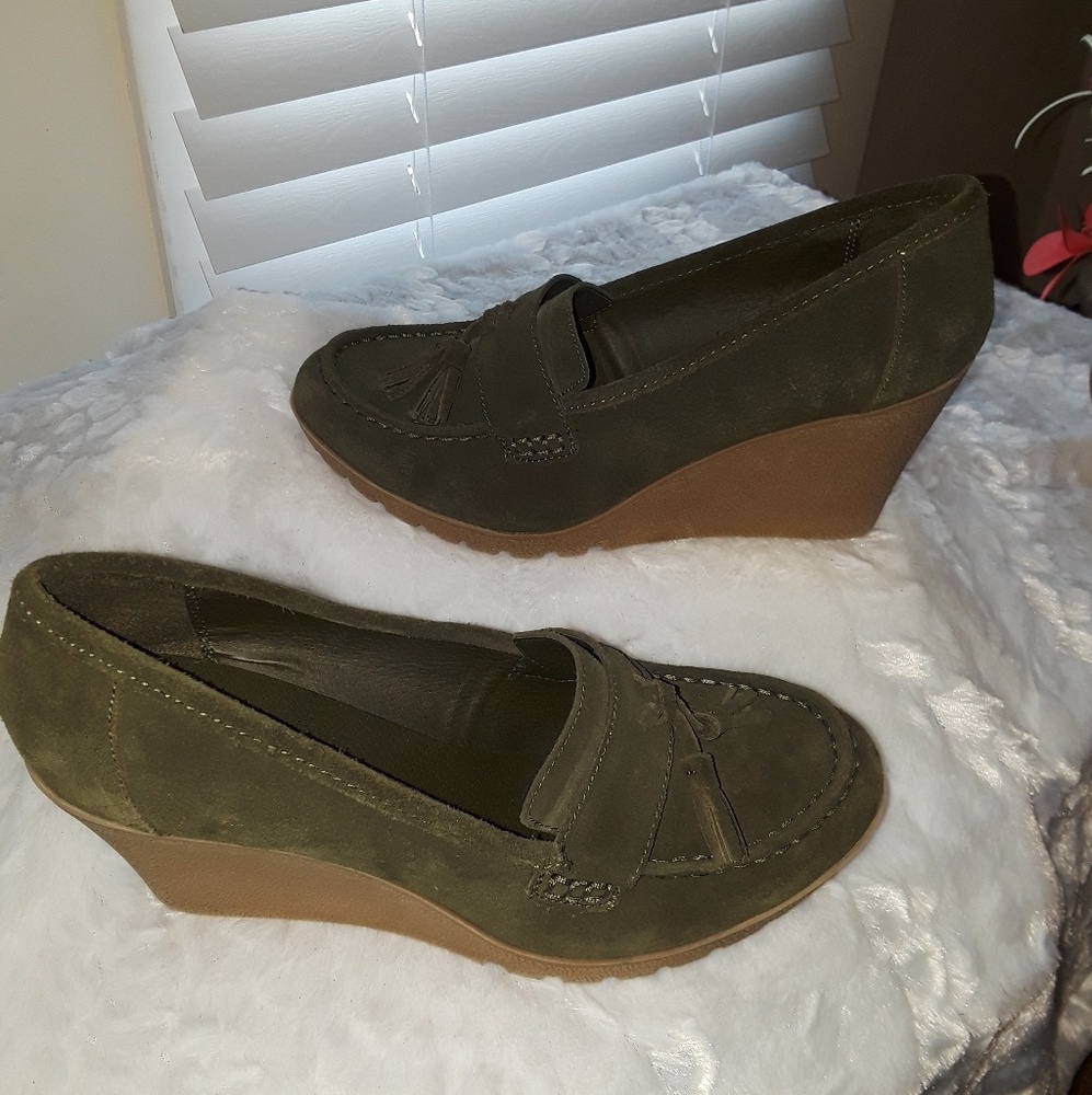 Ladies Mia Moss Green Wedges - Picture 6 of 6